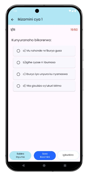 Timed mock test simulating the Rwanda driving theory exam